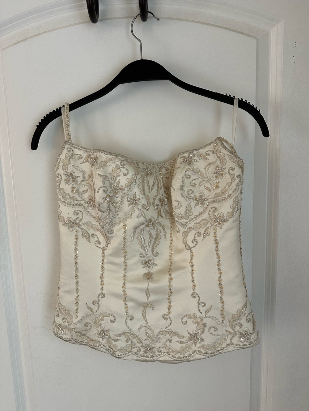 Vintage Beaded Silk Ivory Corset